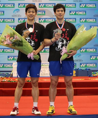 男雙金牌由李龍大(左)高成炫獲得。(李天助／攝)