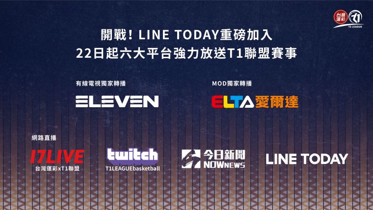 季後挑戰賽起，LINE TODAY將加入轉播伙伴行列。  台灣運彩xT1聯盟提供