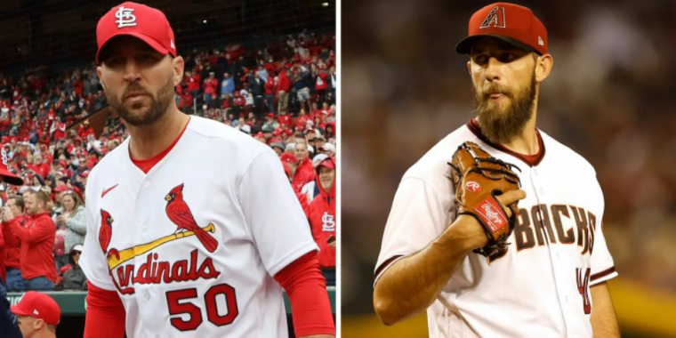 溫萊特(Adam Wainwright,左)一直被誤認為邦賈納(Madison Bumgarner)。摘自ZETABIZU