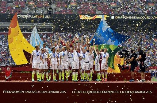 上屆2015年女足世界盃由美國奪冠。法新社