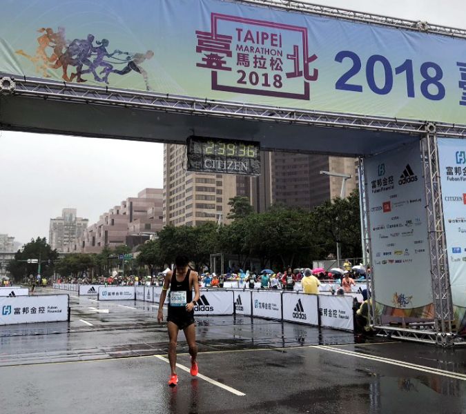 今年台北馬，王子銘以配速員身分首度跑全馬。王子銘／提供。