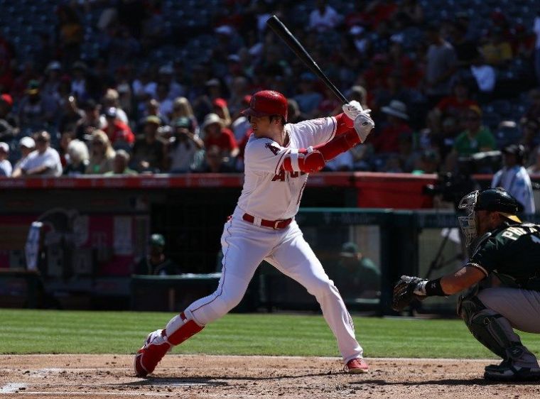 大谷翔平今仍以指定打擊身份出場。法新社