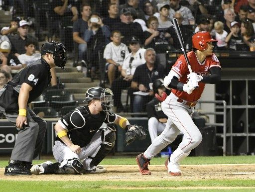 大谷翔平首打席就開轟。法新社