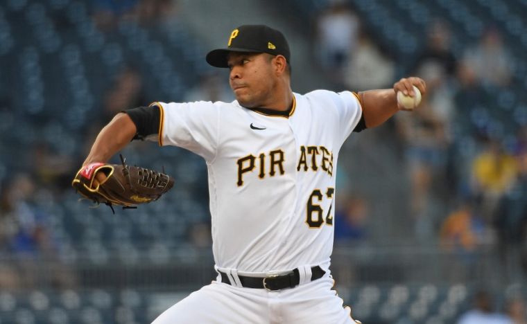 匹茲堡海盜左投金塔納(Jose Quintana)先發對洛杉磯道奇繳出6局無失分好投。法新社