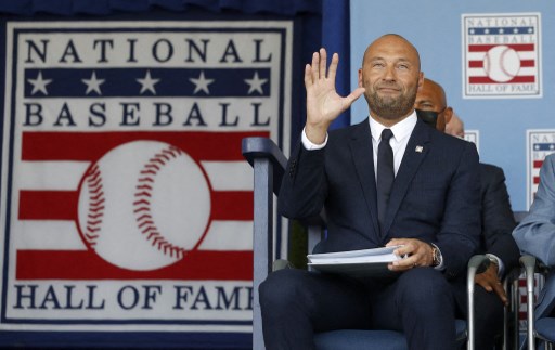 紐約洋基傳奇球星基特(Derek Jeter)入主名人堂。法新社