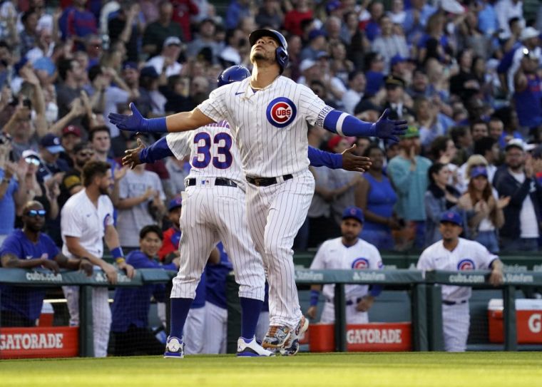 芝加哥小熊康崔拉斯(Willson Contreras)百轟達陣。法新社