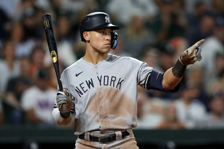 洋基「法官」賈吉(Aaron Judge)被金鶯主場偷走的三響砲。法新社