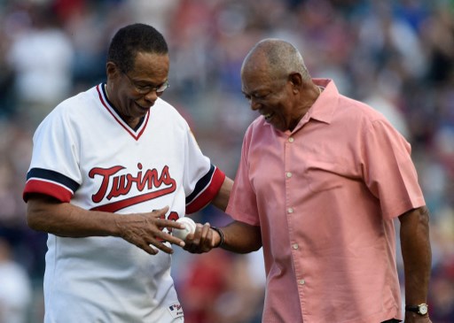 六大傳奇入選棒球名人堂,其中包括托尼(Tony Oliva,左)等二人在世。法新社