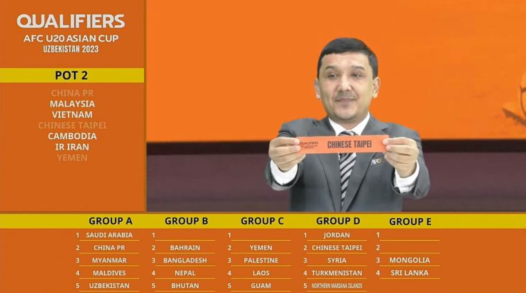 中華U20抽籤與約旦和科威特同組。（截自 AFC Asian Cup Youtube)
