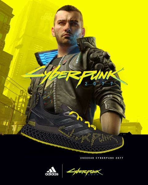 風格大膽的adidas X9000 4D x Cyberpunk 2077科技跑鞋將《Cyberpunk 2077》世界觀的鮮豔色彩融入鞋款設計中，充滿衝突美學風格。官方提供