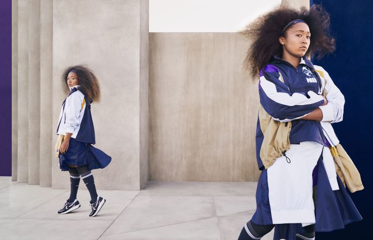 運動員大阪直美 (Naomi Osaka)演繹 Nike x sacai LDWaffle鞋款。Nike提供