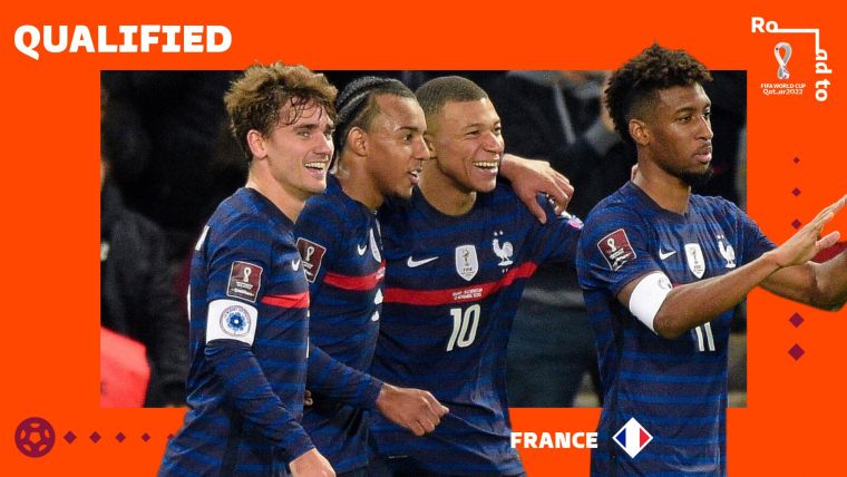 法國提前晉級明年世足賽32強會內賽。摘自FIFA推特