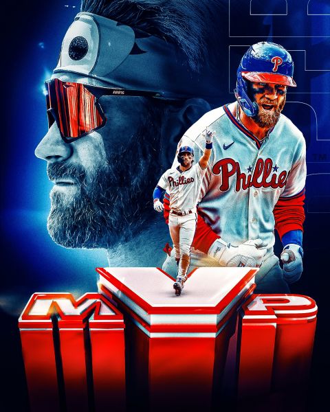 費城費城人哈波(Bryce Harper)與球隊簽下10年大約,也讓他獲選國聯MVP。摘自MLB推特