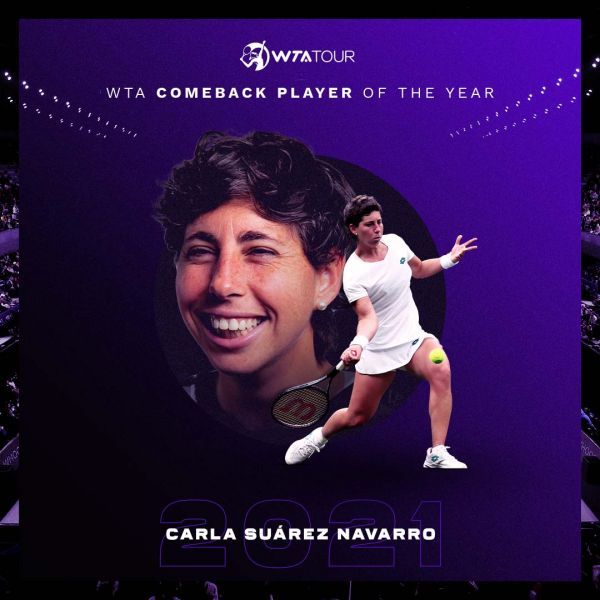 西班牙球員納瓦蘿獲年度最佳進步獎。摘自WTA推特