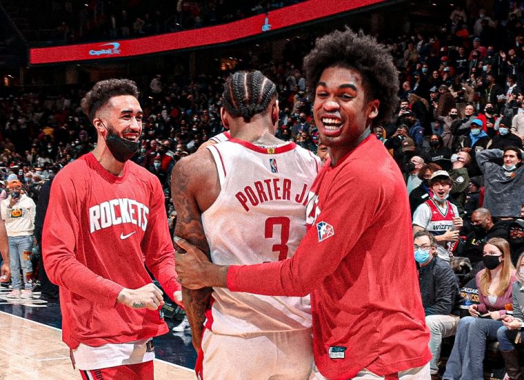 波特(Kevin Porter Jr.)在最後關頭的準絕殺肋火箭獲勝。摘自火箭推特