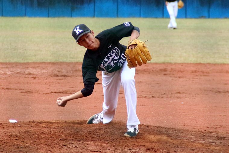 大專棒球聯賽,嘉義大學下勾李瑞霖繳出7局好投。大會提供