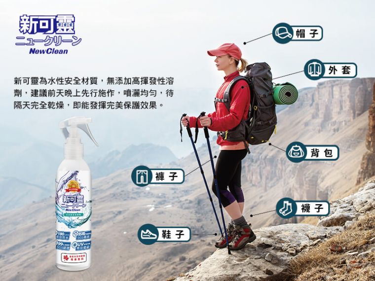 新可靈可運用在登山客的各式裝備。官方提供