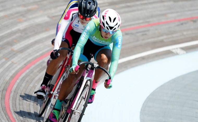黃亭茵(前)、蕭美玉再度於全運全能對決。游智勝攝