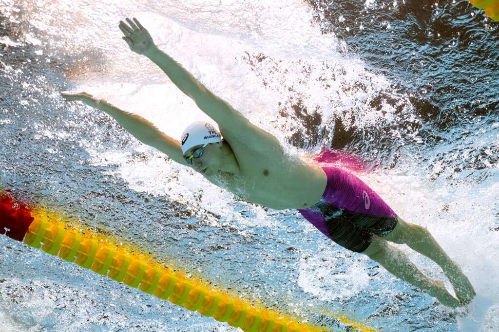 王冠閎成首位晉世錦賽準決賽的台灣男子泳將。法新社
