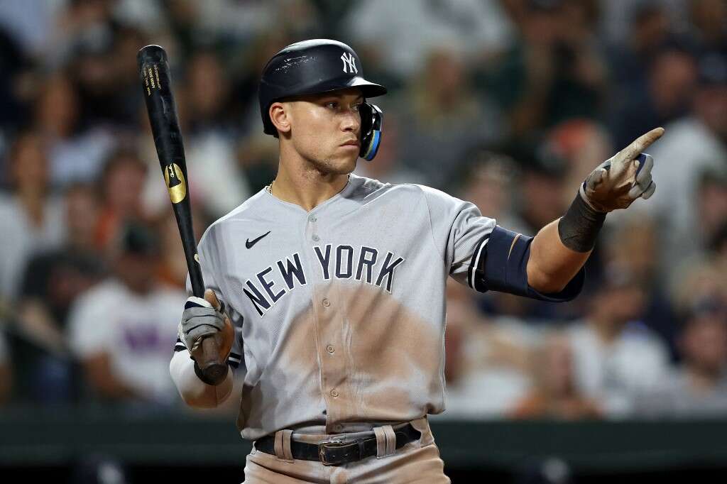 洋基先發主砲右外野賈吉(Aaron Judge),6場25打數,OPS值1.212,都是全勤出賽最好表現。法新社