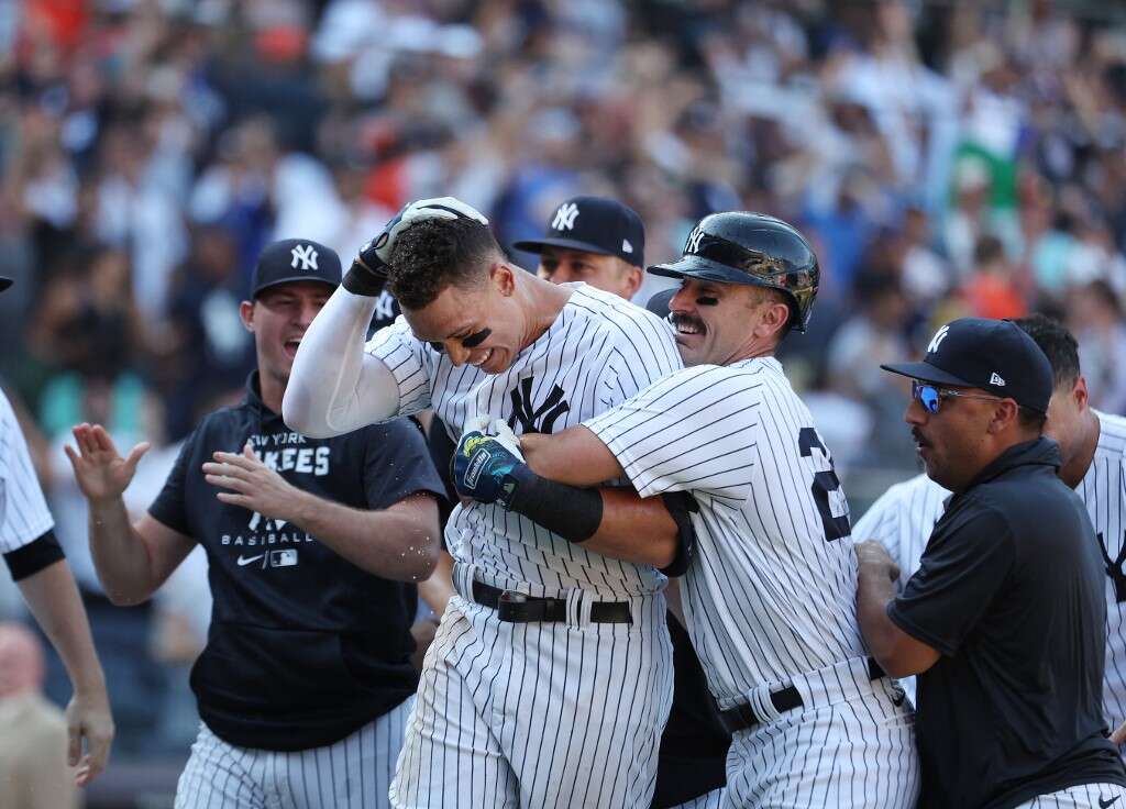 「法官」賈吉(Aaron Judge)在延長10局敲再見轟以6比3逆轉勝。法新社
