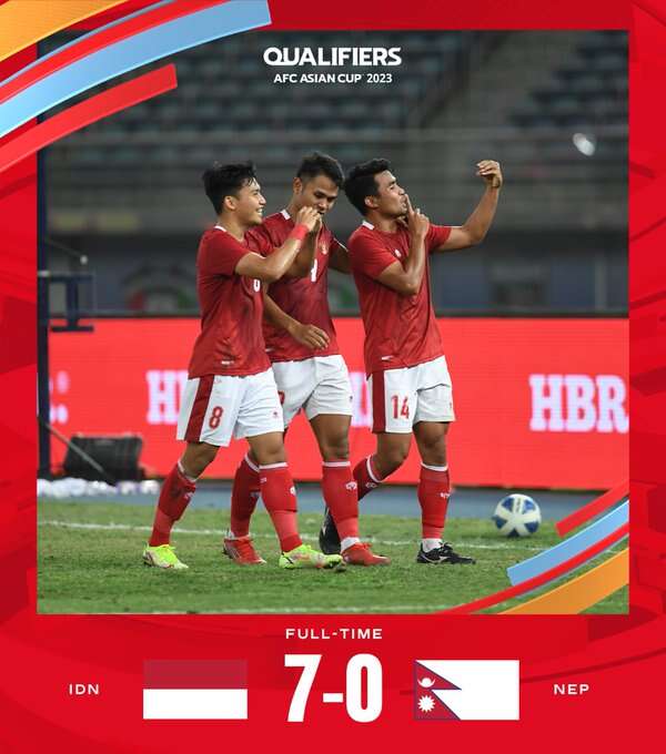 印尼在小組賽闖進亞洲盃。（截自 AFC 推特）