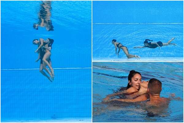 美國選手艾拉薇茲(Anita Alvarez)在比完後竟在池中昏倒，幸好被教練富恩特絲(Andrea Fuentes)跳到池底救了一命。法新社