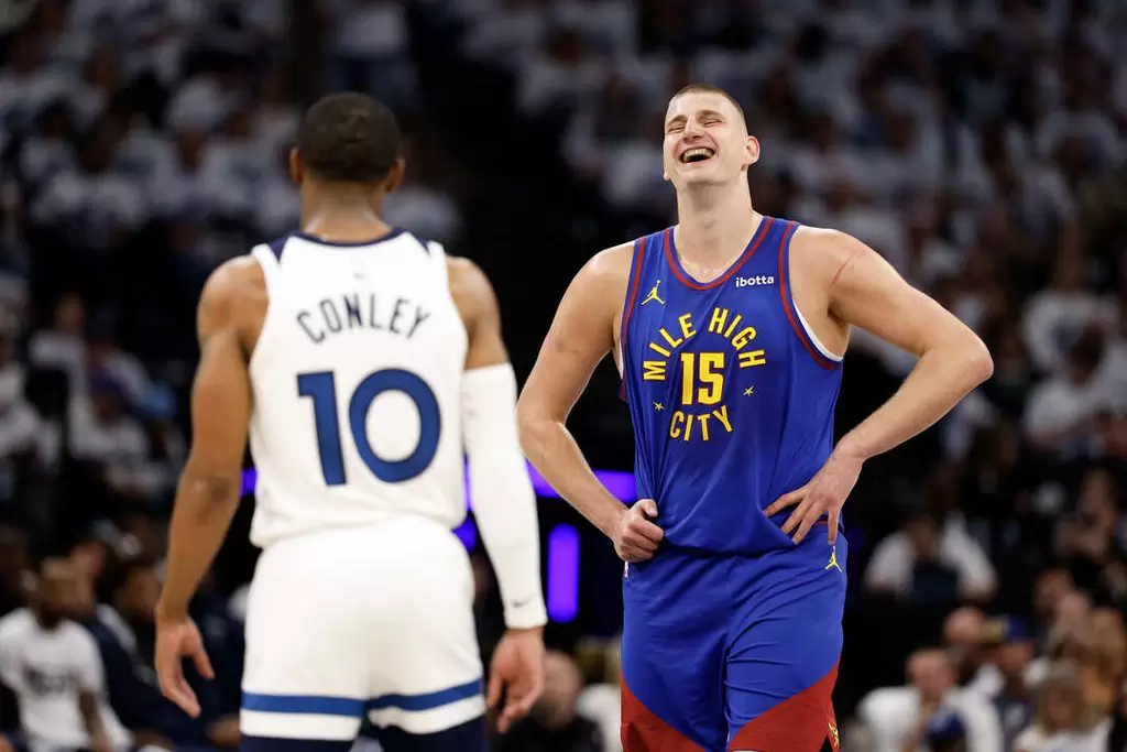 金塊約基奇(Nikola Jokic)今天繳出準大三元成績單。法新社