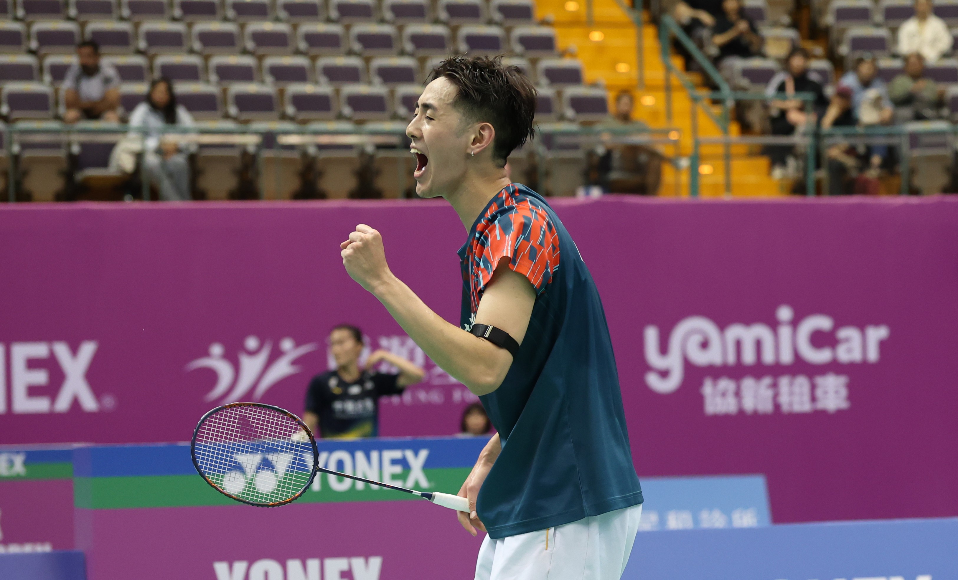 王柏崴拿下勝利振臂慶祝。李天助攝