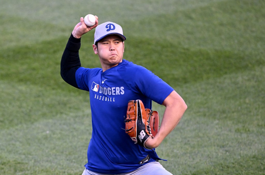大谷翔平已經開始練投。法新社