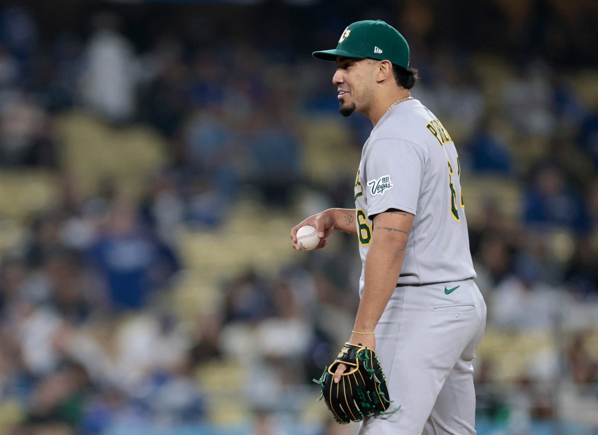 佩雷達（Jhonny Pereda）三振了大谷翔平。法新社