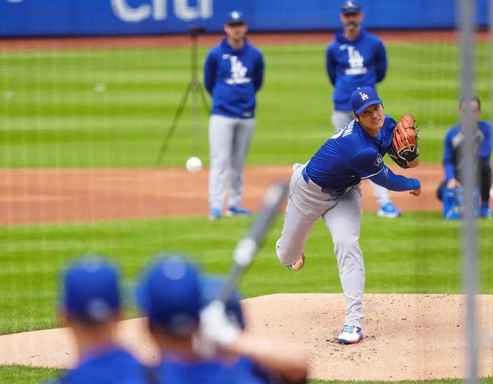 大谷翔平術後首度實戰投球。大谷翔平推特