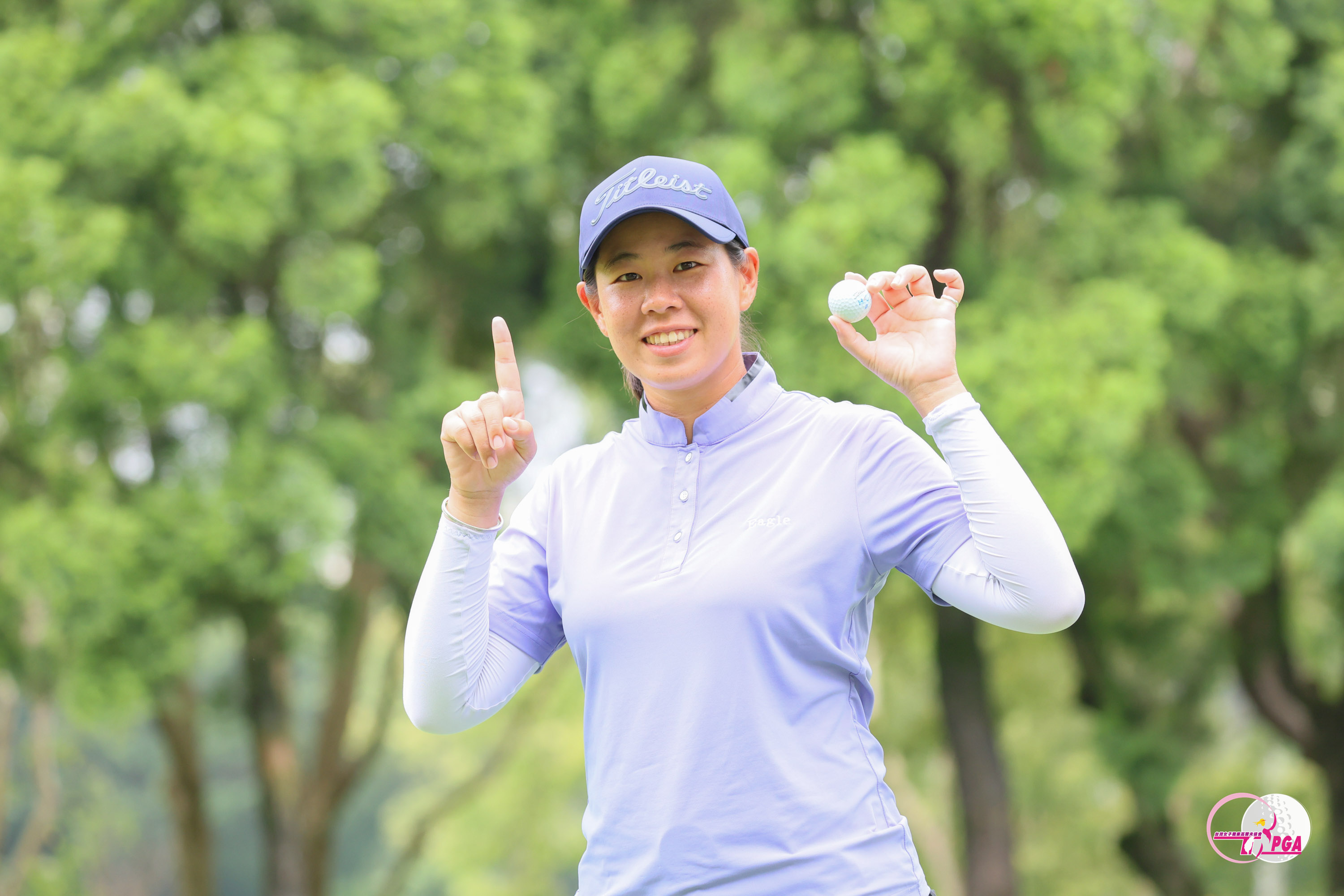 台灣強女子公開賽最終回合黃靖於第九洞打出一桿進洞。Tlpga／葉勇宏攝