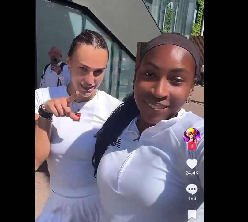 高芙(Coco Gauff,右)與莎芭蓮卡(Aryna Sabalenka)在溫網前迅速修復關係。摘自推特
