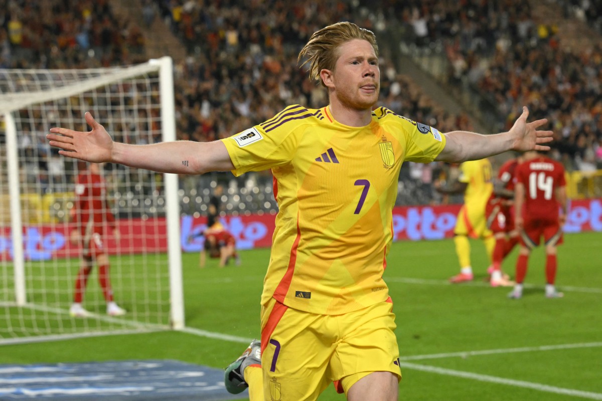 德布勞內(Kevin De Bruyne)終場前2分鐘絕殺。法新社