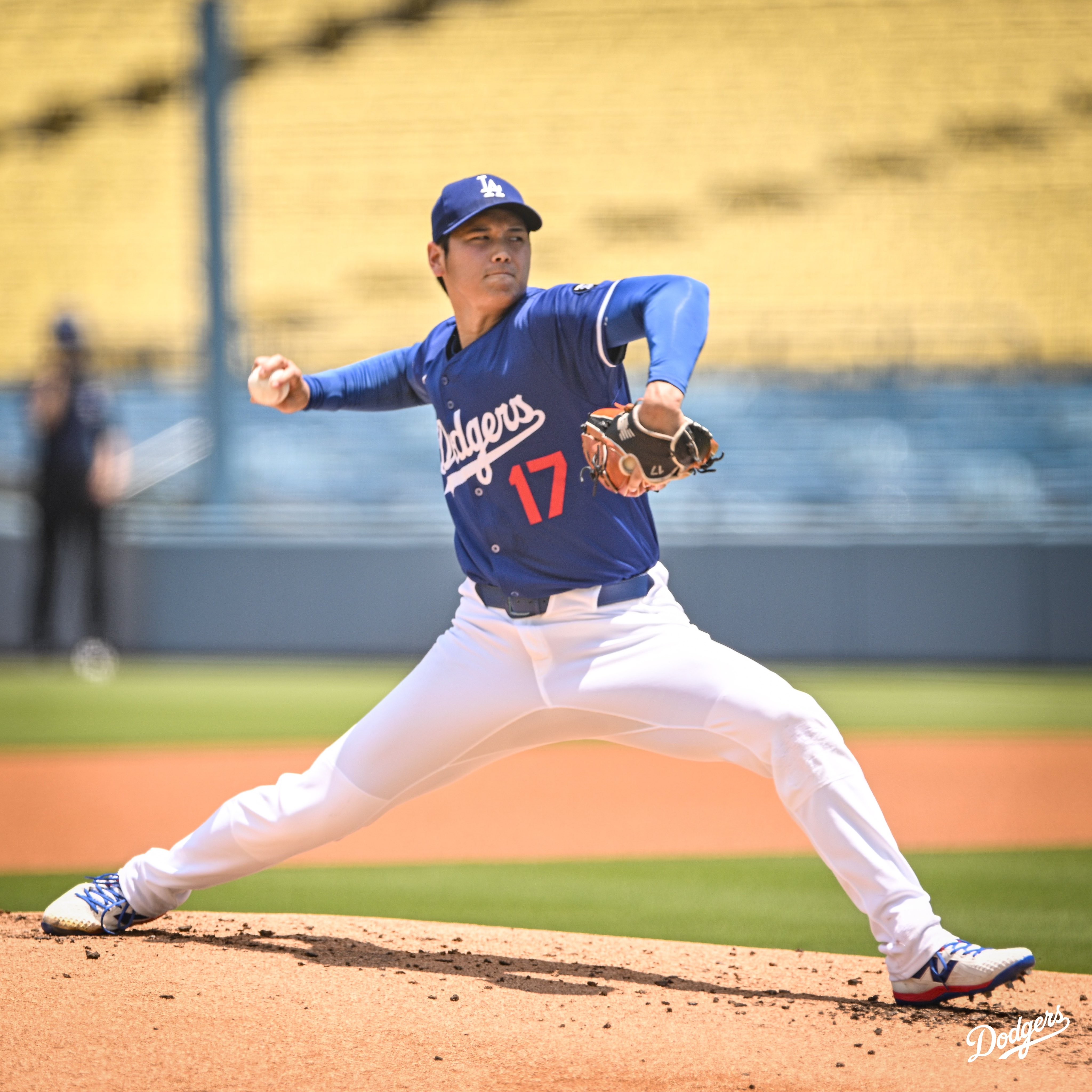 洛杉磯道奇隊的二刀流巨星大谷翔平(Shohei Ohtani)進行術後的第二次實戰投球。摘自道奇推特