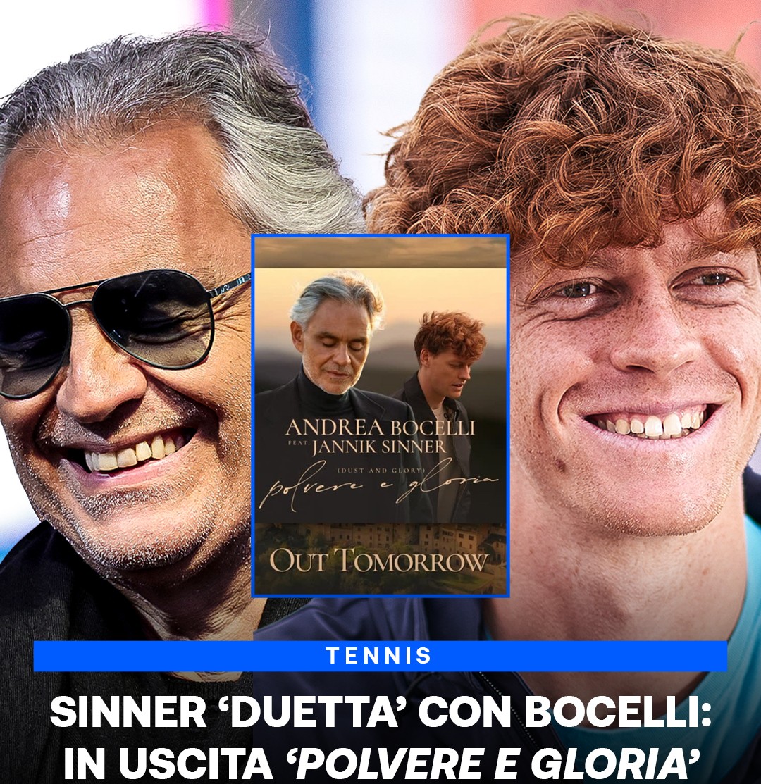 現役球王辛納(Jannik Sinner)與66歲的義大利國寶級男高音波伽利(Andrea Bocelli)合作發行單曲。摘自推特