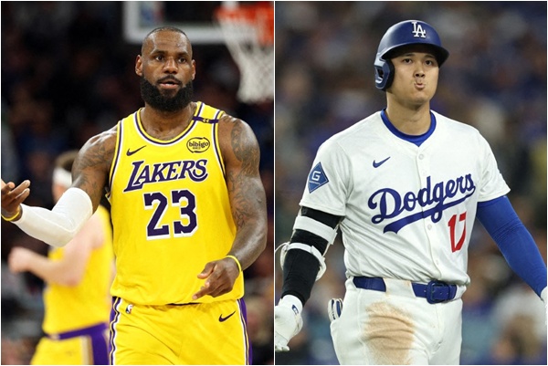 詹姆斯和大谷翔平未來都將效力於同一個老闆 。合成照片