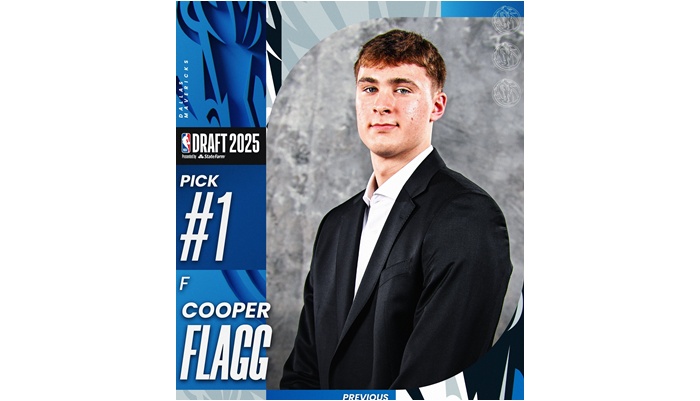 獨行俠選入來自杜克大學的超級新人佛雷格(Cooper Flagg)。摘自NBA推特
