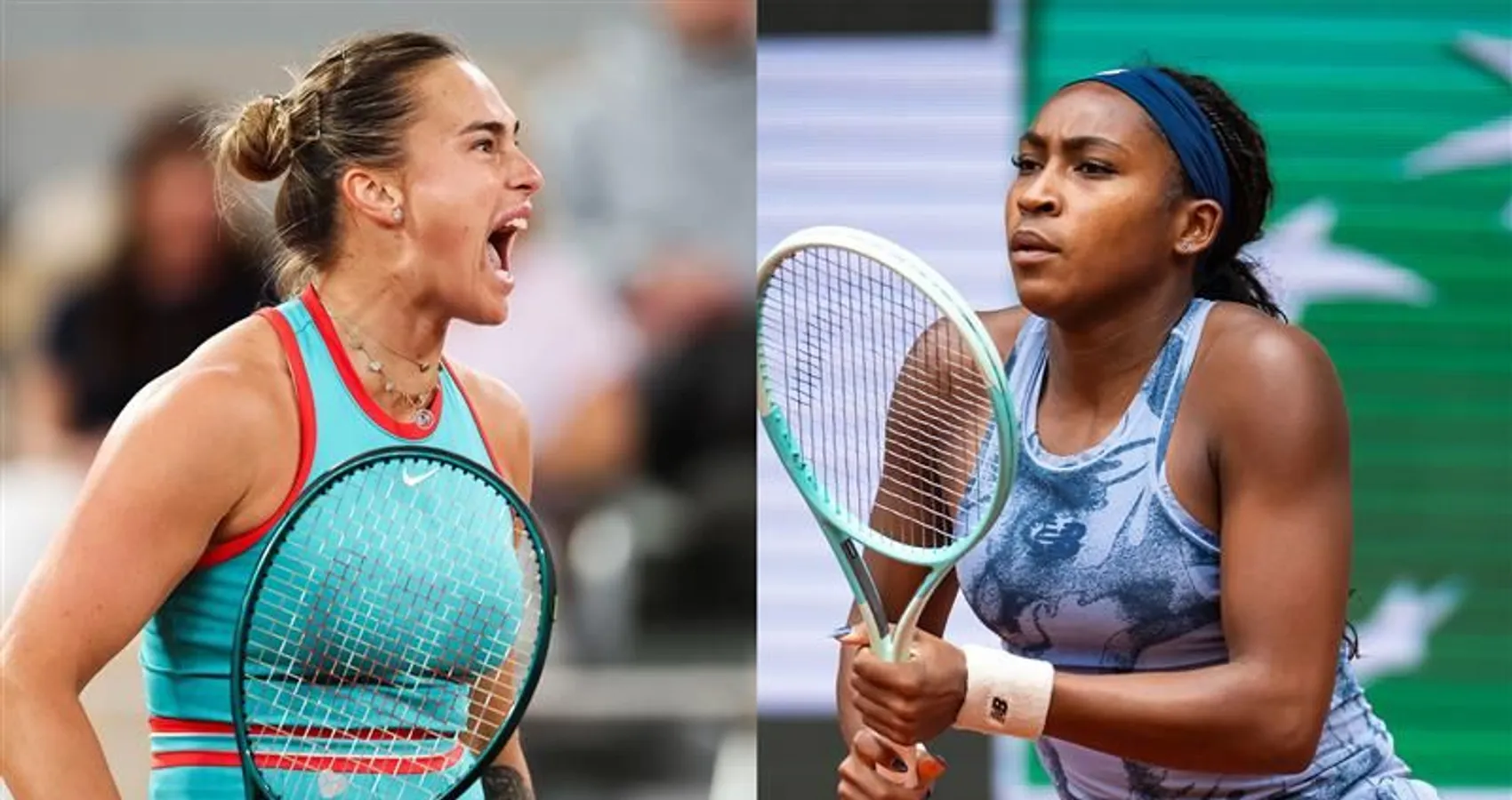 世界前二莎芭蓮卡(Aryna Sabalenka,左)、高芙(Coco Gauff)法網女單決賽爭冠。摘自WTA官網