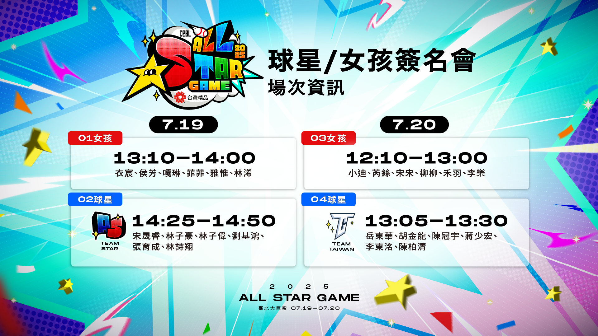 明星賽簽名會名單。官方提供