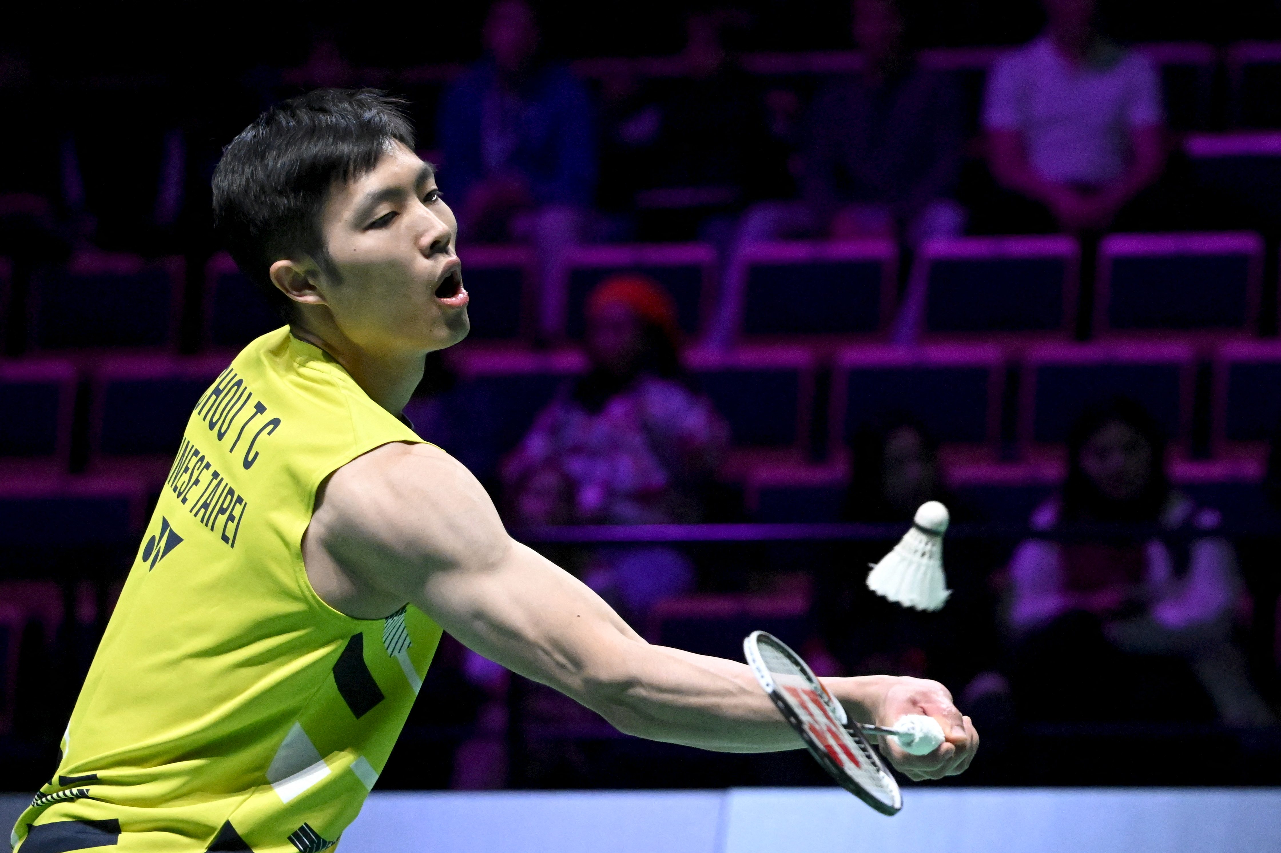 周天成輕鬆以直落二獲勝晉八強。法新社