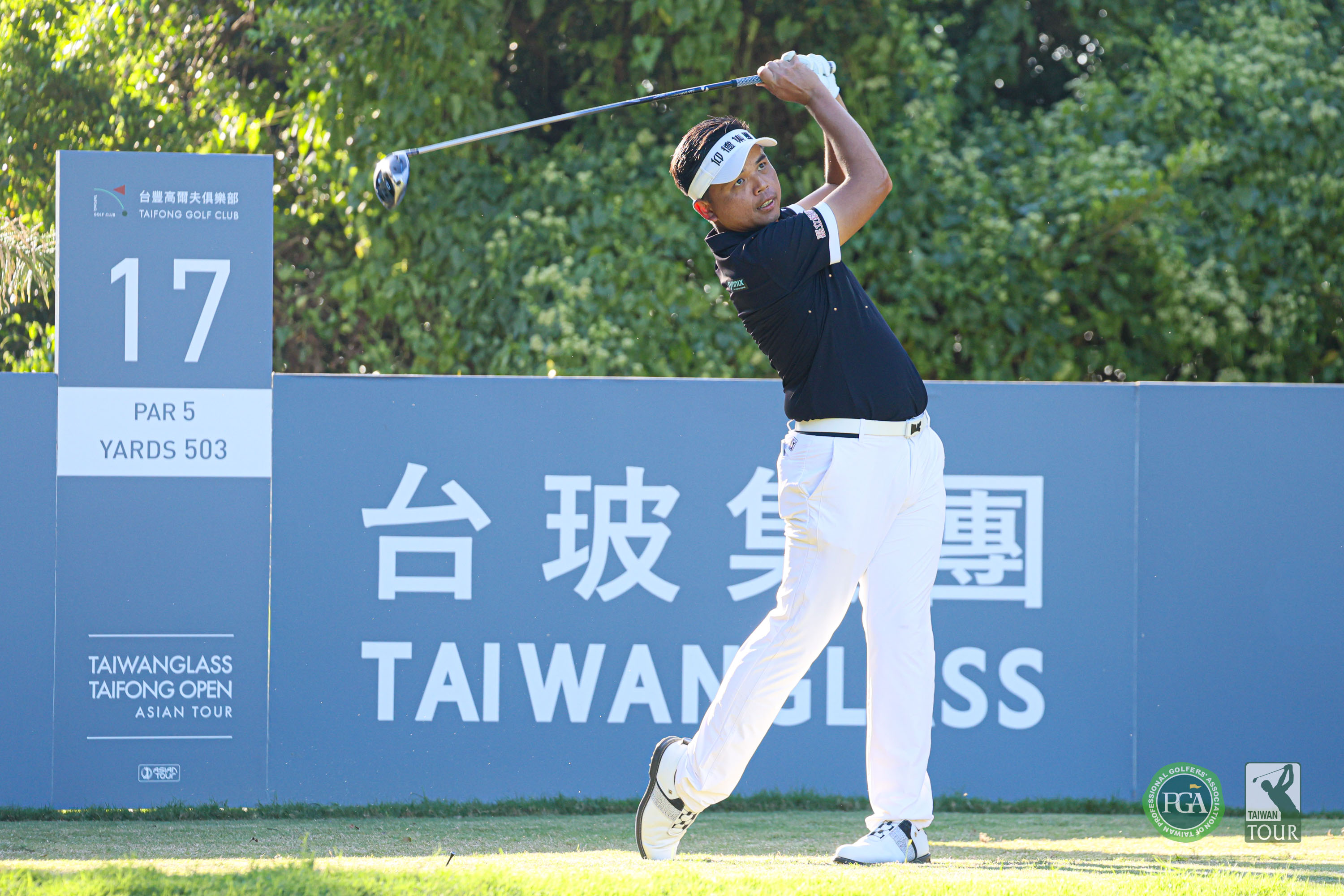 台灣好手洪健堯第二回合再抓7鳥無吞柏忌,連兩天打出低於標準桿7桿成績,以總桿數130桿-14帶著5桿之差進入週末決賽。Tpga/林聖凱攝影