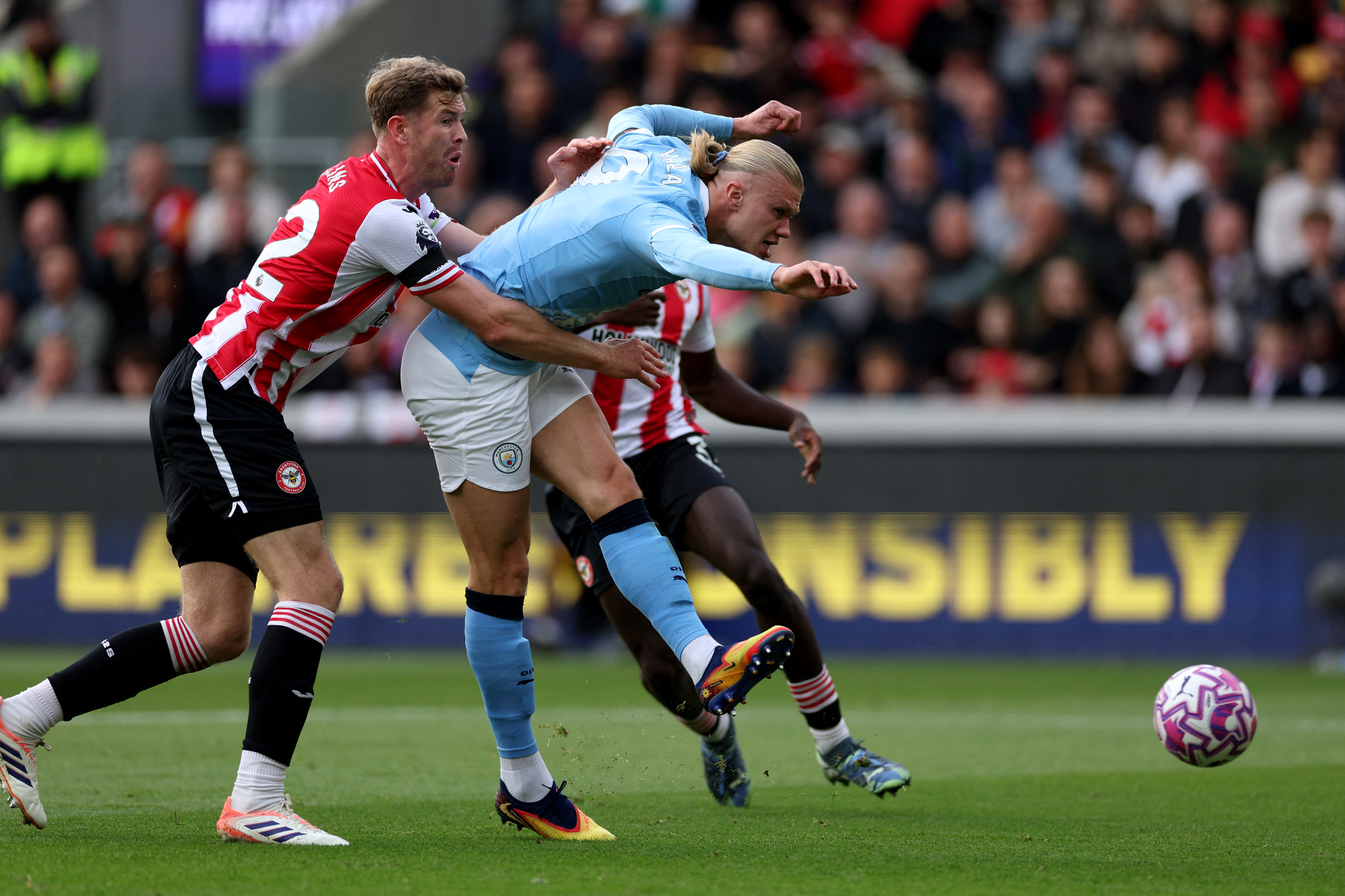 曼城哈蘭德近況極佳。法新社