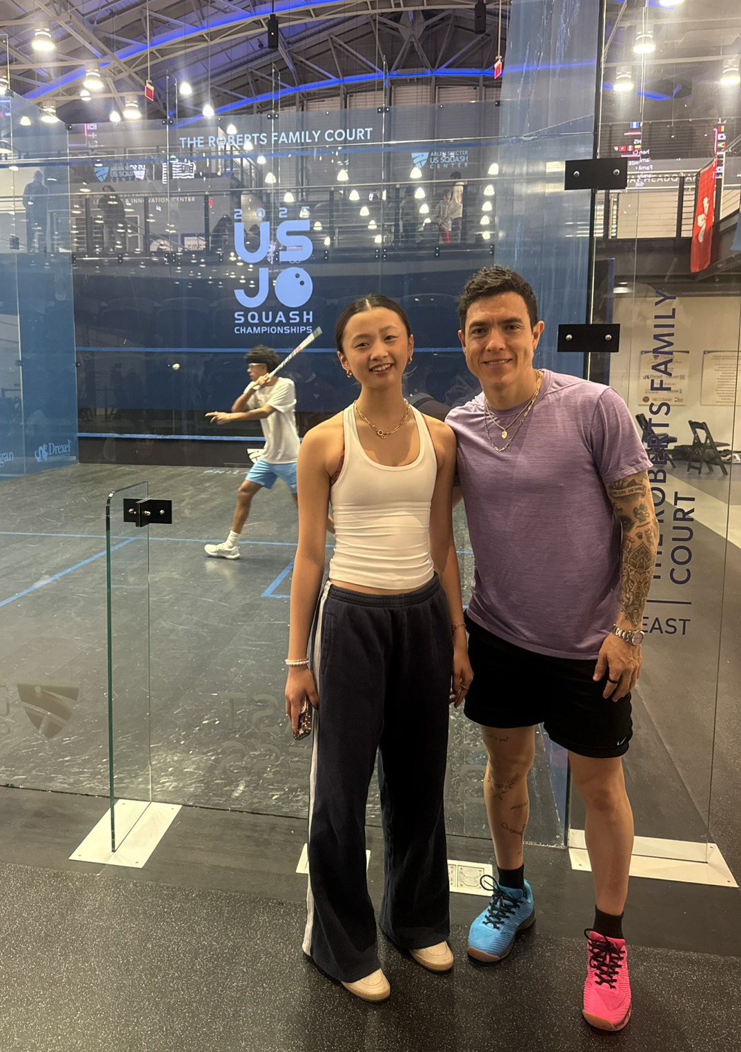 壁球甜妹徐宛雅左教練是著名的哥倫比亞名將Miguel RodríGuez。徐宛雅提供