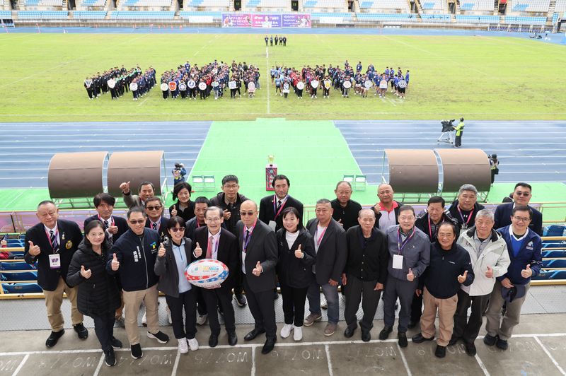 第六屆台北元坤盃七人制國際大專橄欖球邀請賽在台北田徑場熱鬧開踢。元坤運動文創產業有限公司提供