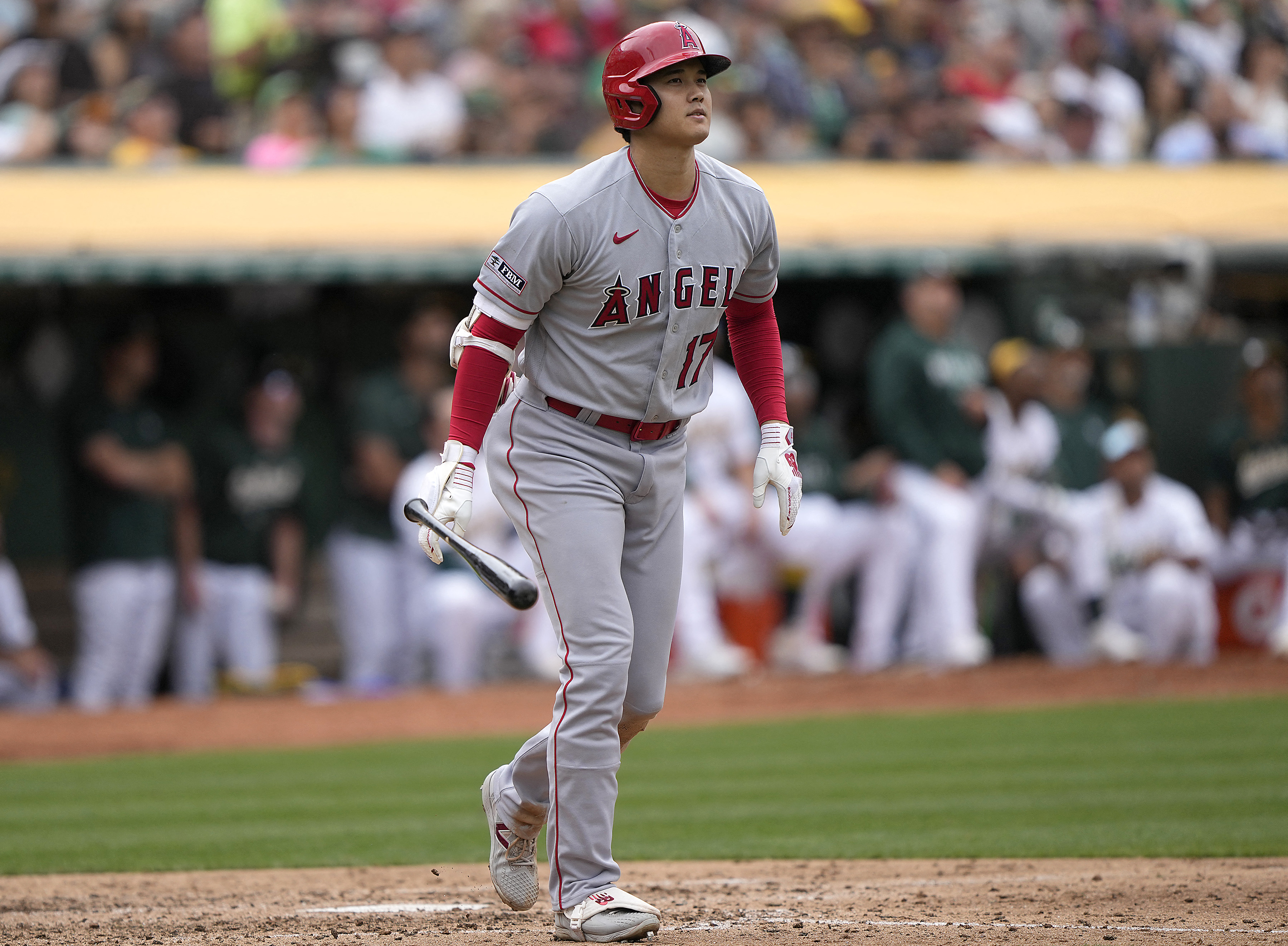 大谷為天使效力最後一年所穿的球衣，即將上架拍賣。法新社