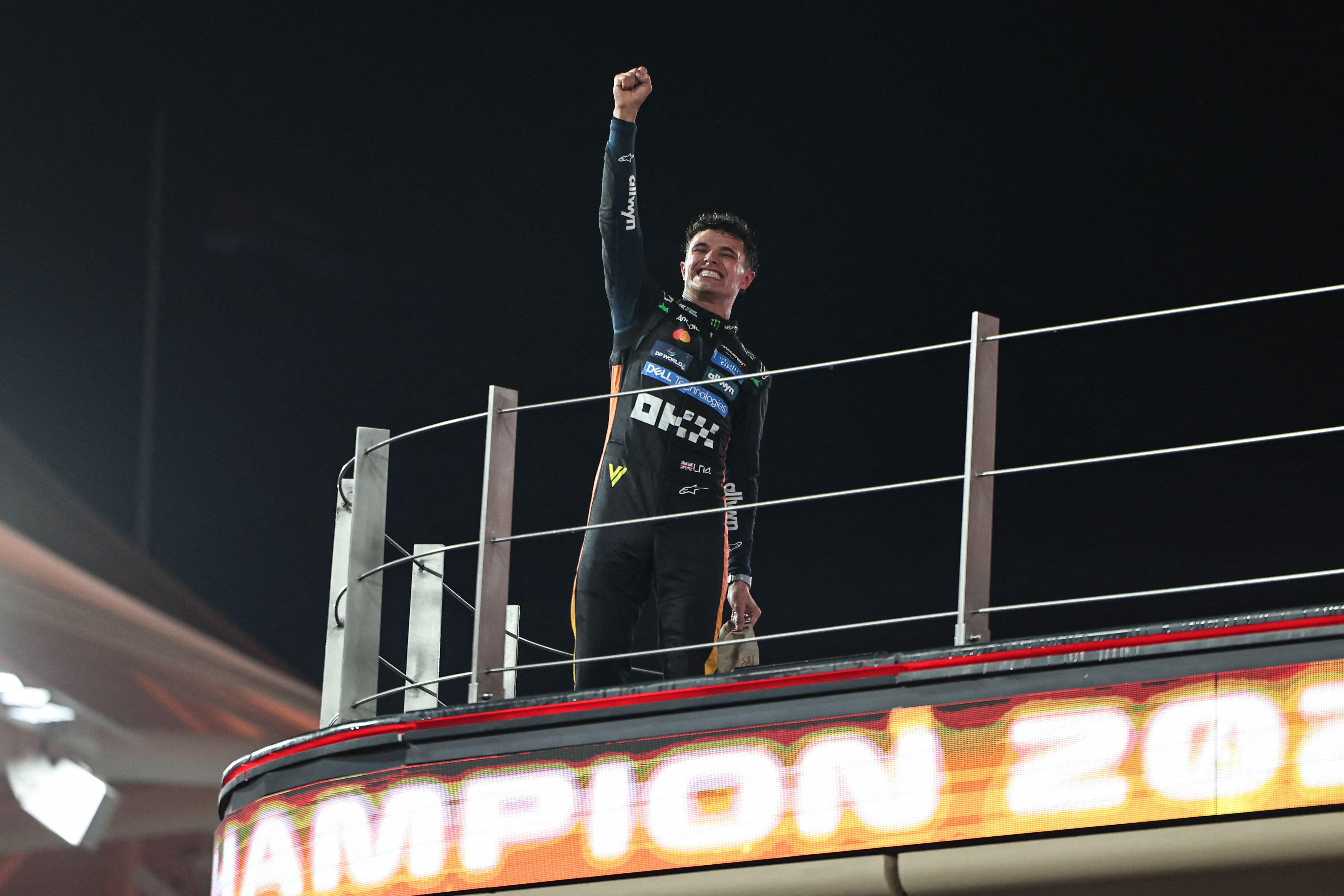 麥拉倫車隊的英國車手諾里斯 (Lando Norris)成功加冕年度車手世界冠軍。法新社