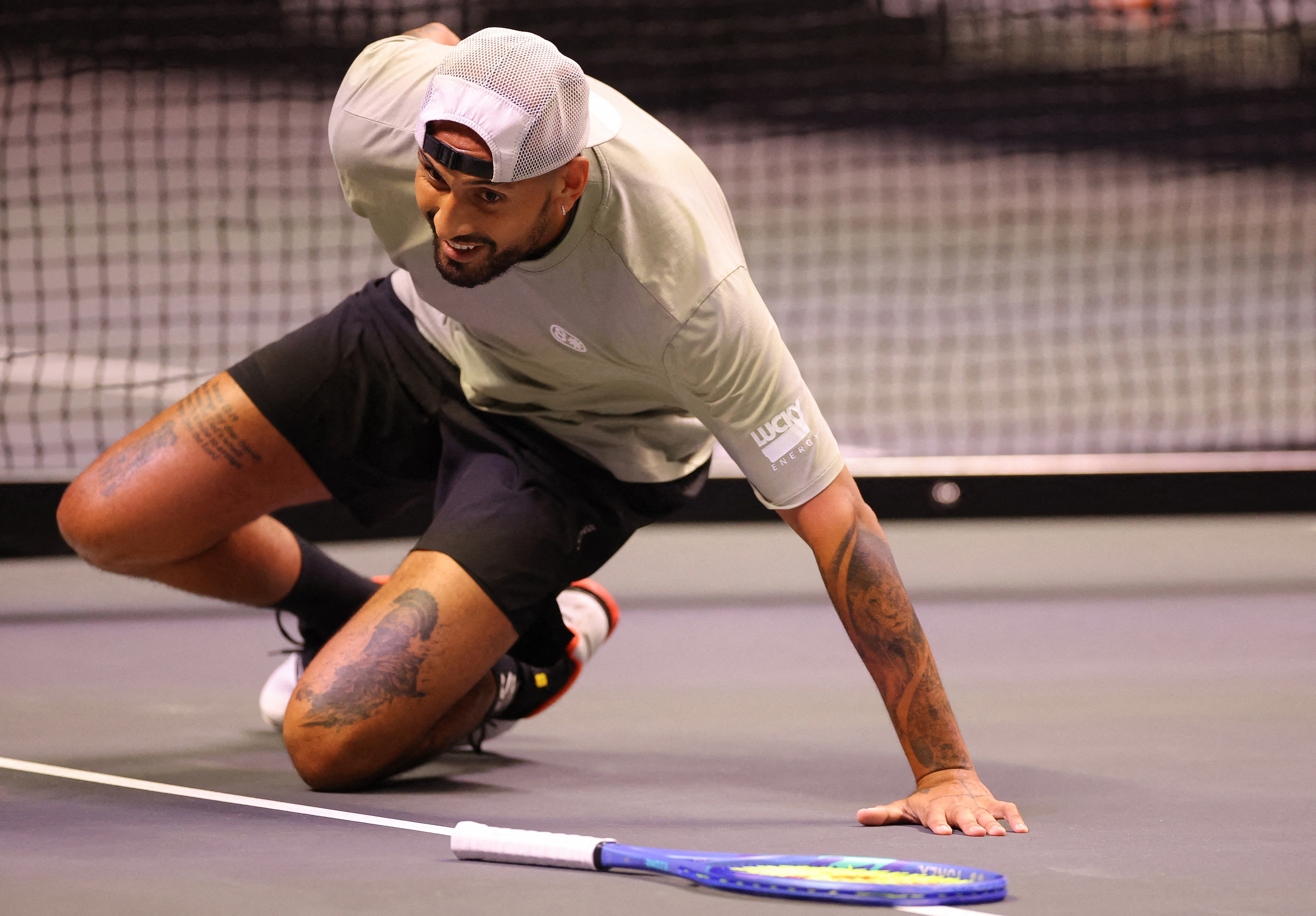 基里奧斯比賽中也曾詐傷引發虛驚。法新社