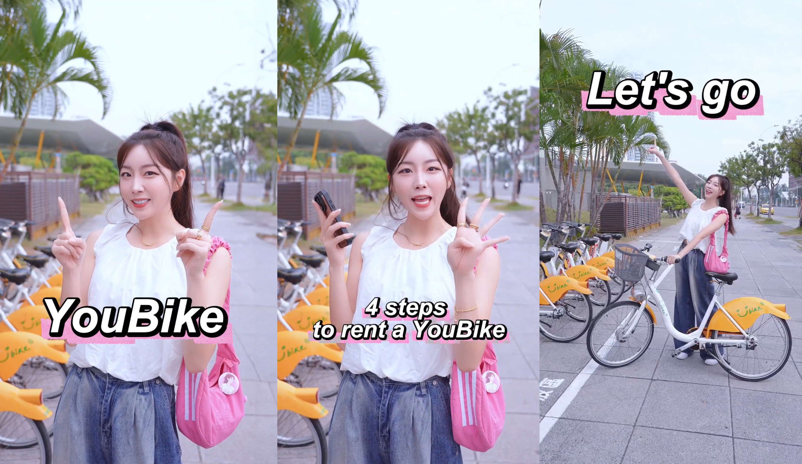 微笑單車與高雄市政府合作邀請了在台灣及韓國人氣極高的台鋼雄鷹啦啦隊韓籍成員安芝儇（小安），親自示範YouBike單次租車的教學。微笑單車提供